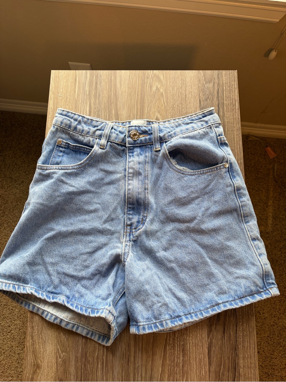Princess Polly Light Wash Denim High-Rise Shorts